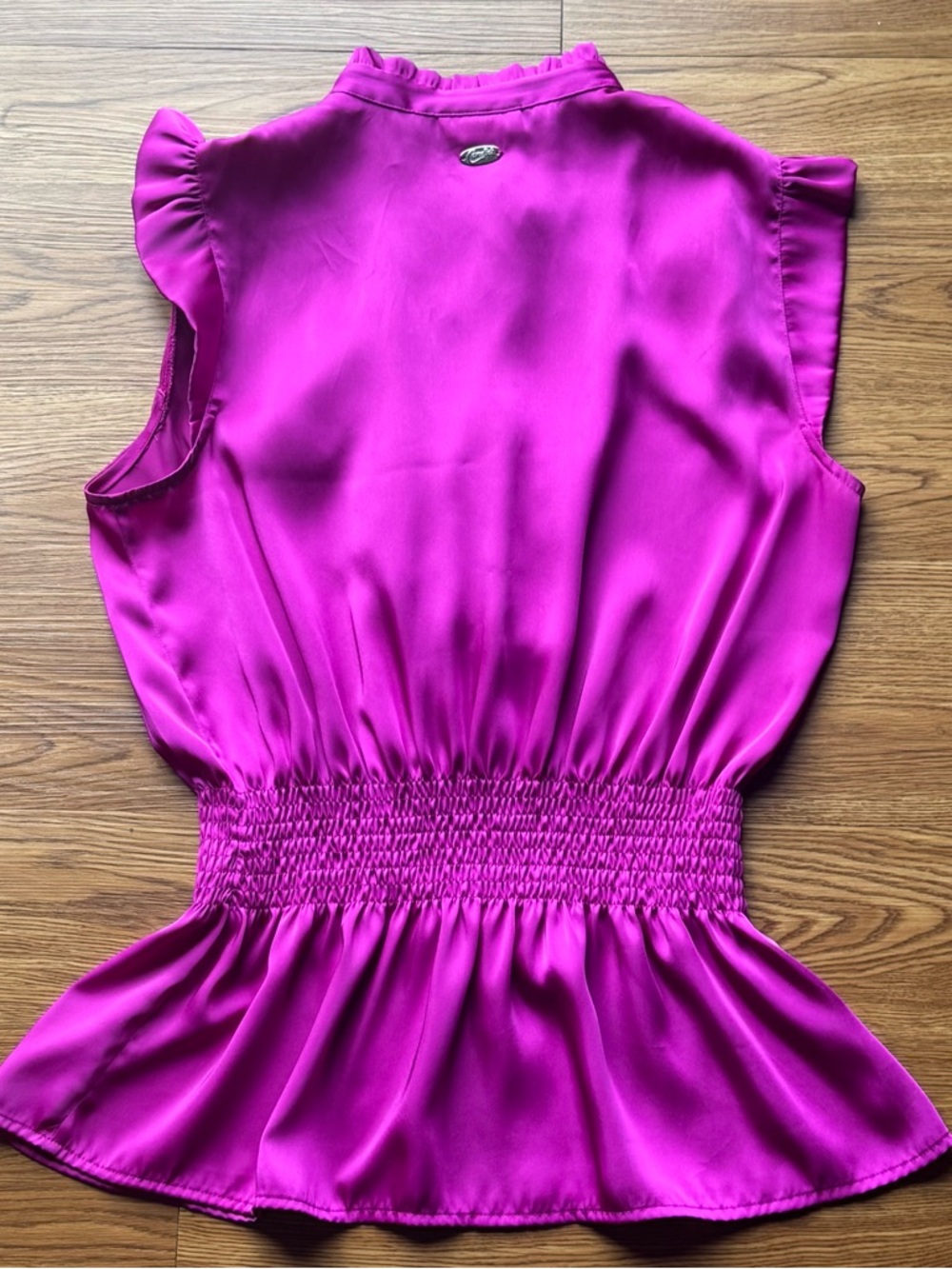 Candie's Sleeveless Ruffle Front Blouse - Violet - Picture 2 of 6